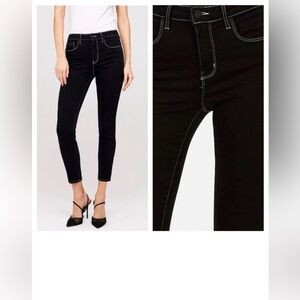 L'agence Margot High Rise Noir Contrast Skinny Jeans Size 26